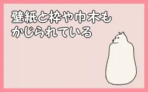 「壁紙と枠や巾木も齧られている」のアイキャッチ