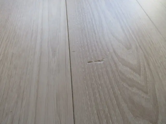 床にクッキリとしたへこみがある様子